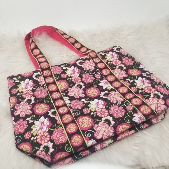 Quilted Tote Pink Floral Bag Boho - Picture 1 of 10